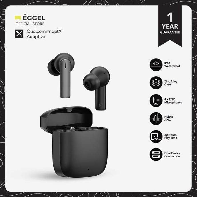 Eggel SteelBuds Pro AptX Adaptive Hybrid ANC + ENC TWS Bluetooth Earphone [terbaik]