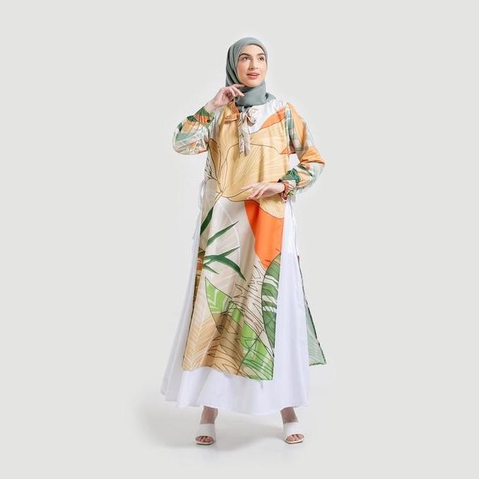 Gamis Print Aziza by Ameela.KL Muslim Toyobo Dress  Wanita  Motif  Katun  Printing  Bunga