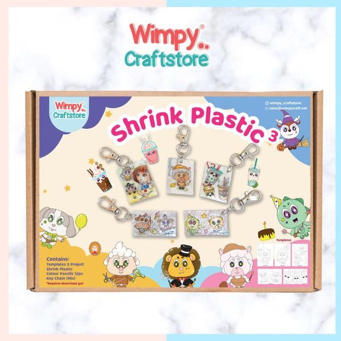 

ready Wimpy IP Shrink Plastic Key Chain DIY KIT Colouring Art Set