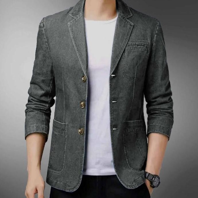 [JAS BLAZER JEANS DENIM AUSTIN SC] blazer pria denim varian warna murah
