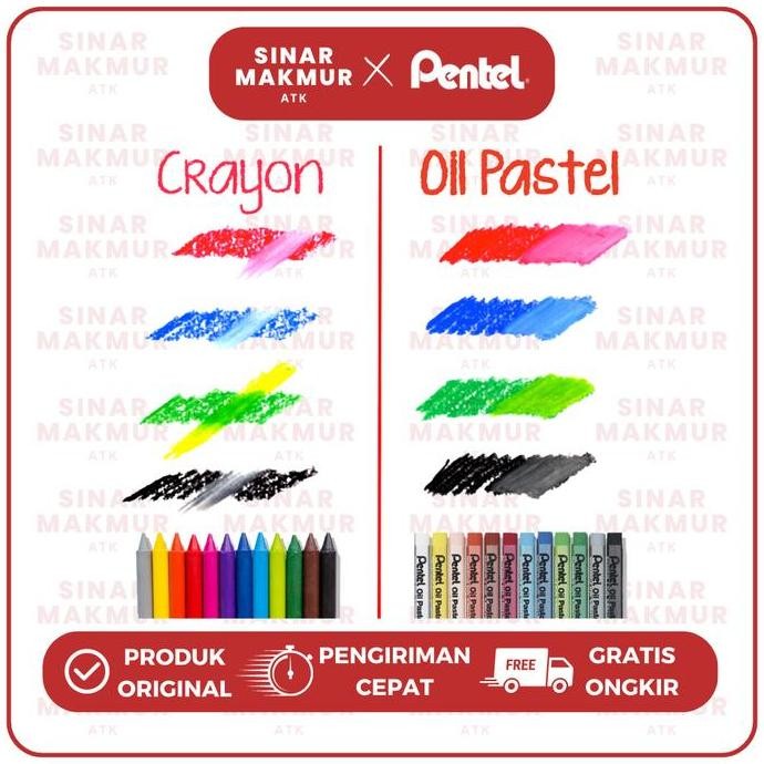 

ready Oil Pastel/Crayon Reguler Stick 50 Warna Pentel (Set)