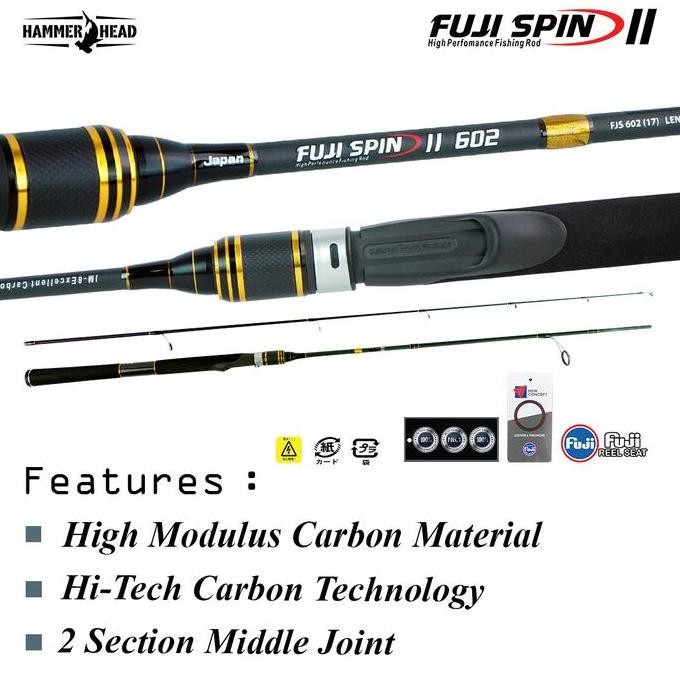 [ Gratis Set Kail Sk6 ] Hammerhead Joran Pancing Spinning Fuji Spin Ii 562 - 602 Hi-Carbon Blank Hol