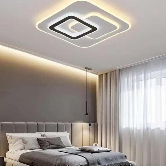 Murah Lampu Gantung Plafon Minimalis Led Acrylic Bulat/Kotak 50Cm