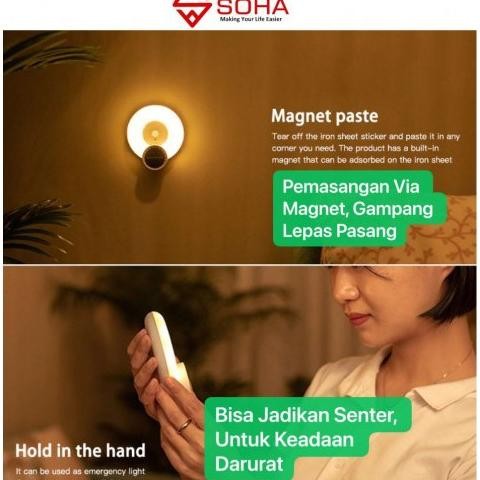 New  Lp-05 Lampu Malam Aromaterapi Motion Sensor Gerak Manusia Magnetic Led Dinding Rumah Kamar