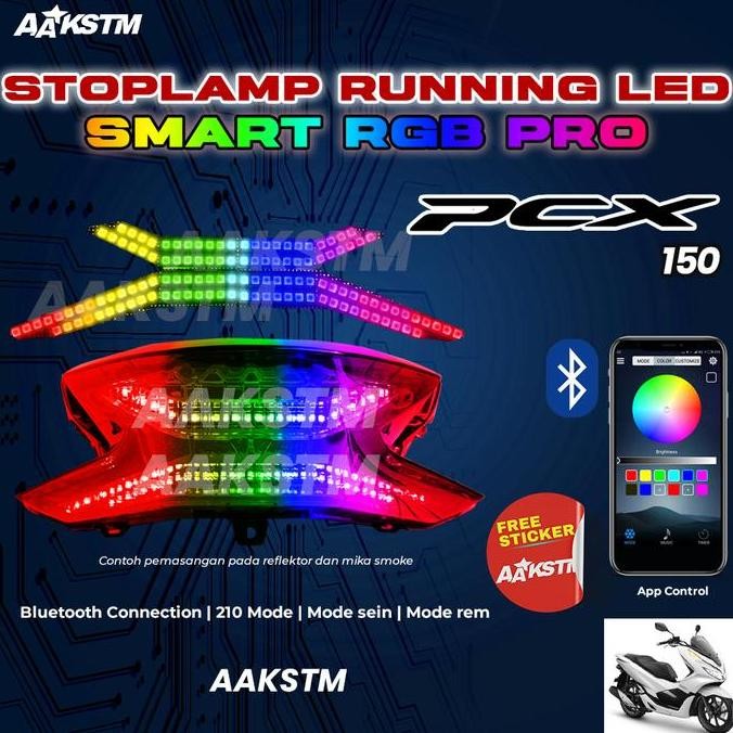 Stoplamp Running PCX 150 RGB Smart Pro Smartphone Lampu LED Rem Belakang Variasi Motor