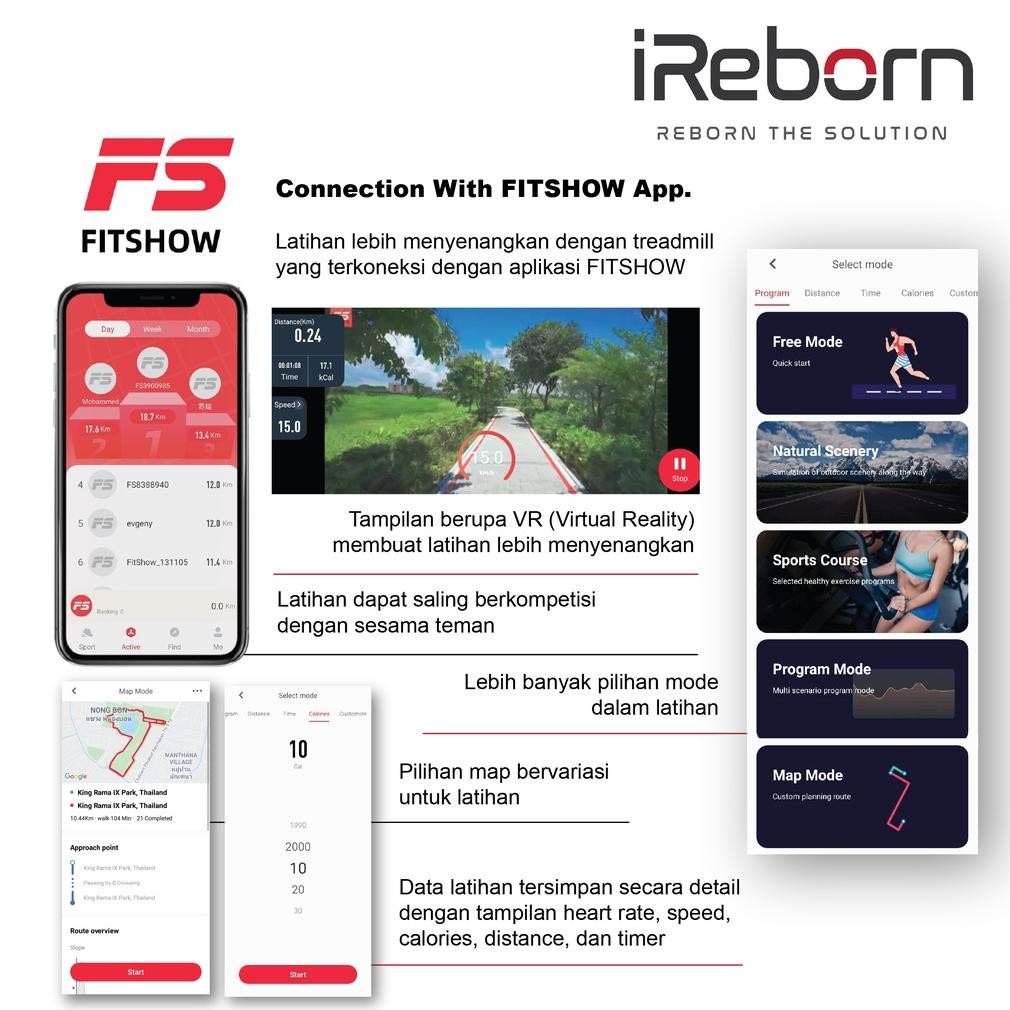 Original Smart Treadmill Ireborn Ismart Alat Fitness Elektrik, Bisa Lipat, Surabaya