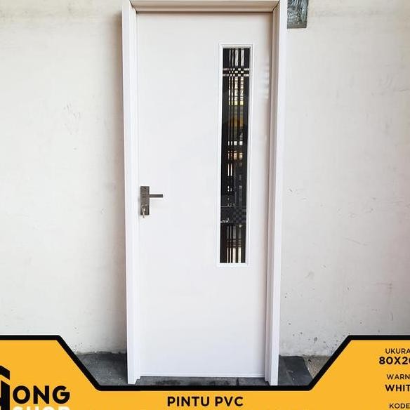 Pintu Kamar Mandi Pvc Tebal 80X200 Lm80 Cermin Kunci Engkol White