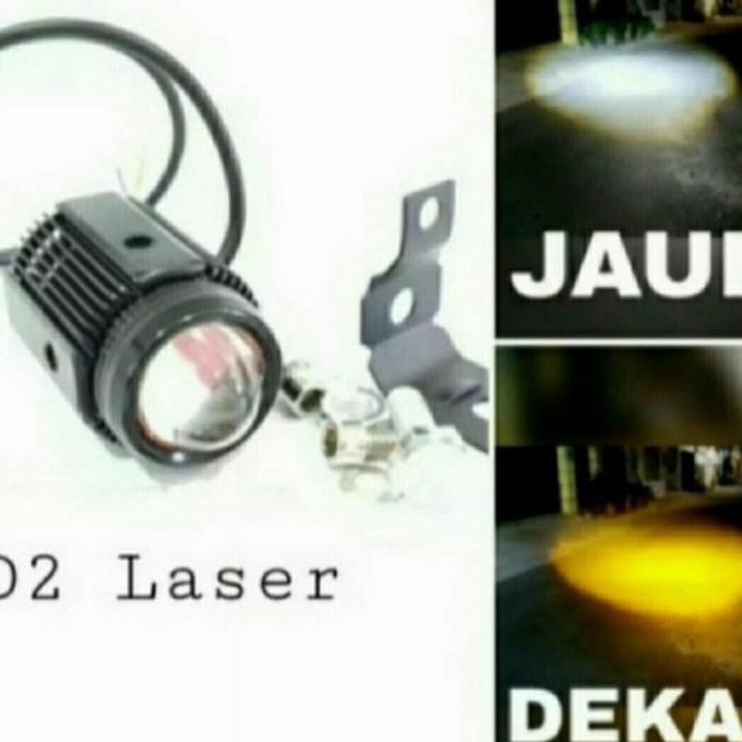 lampu tembak motoled premium d2 laser-Putihh-Kuning