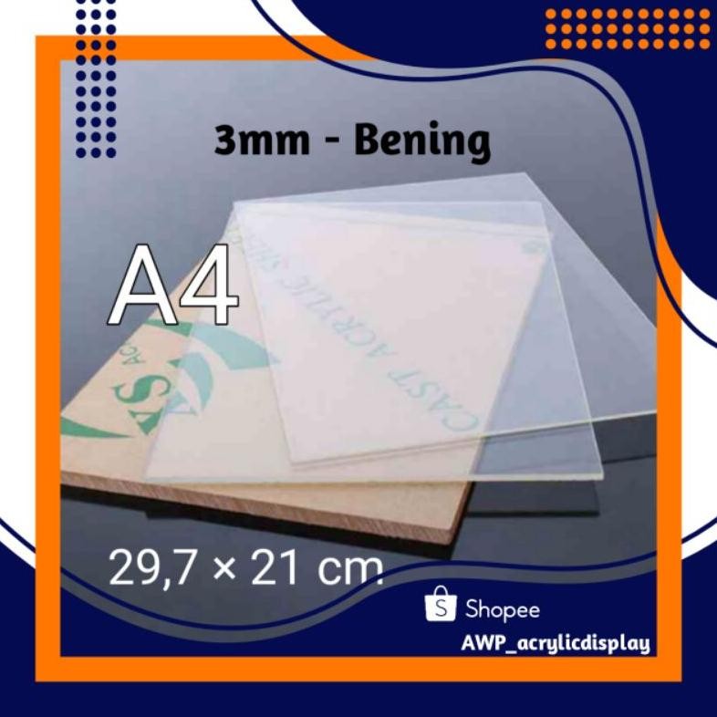 

Akrilik A4 Lembaran 3mm Acrylic 3 mm Bening Transparan SV9