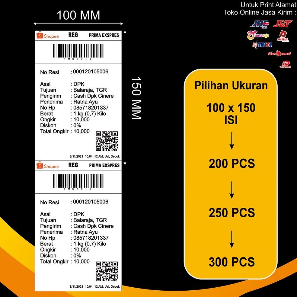 

LABEL RESI THERMAL / STIKER BARCODE LABEL THERMAL EKSPEDISI 100 X 150 MM SV9