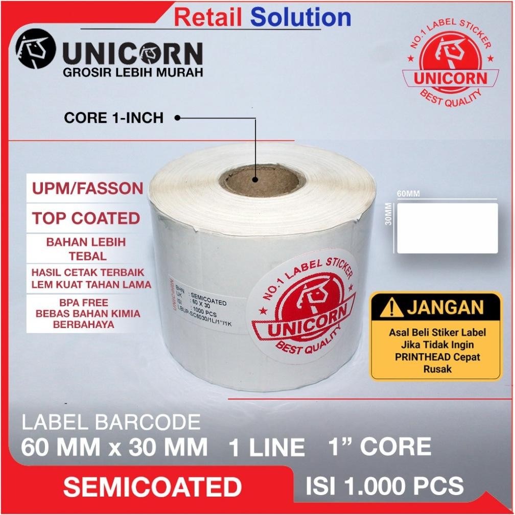 

Stiker Label Barcode Semicoat 60x30 mm / 60 x 30 mm / 60x30mm / 6x3 CM SV9