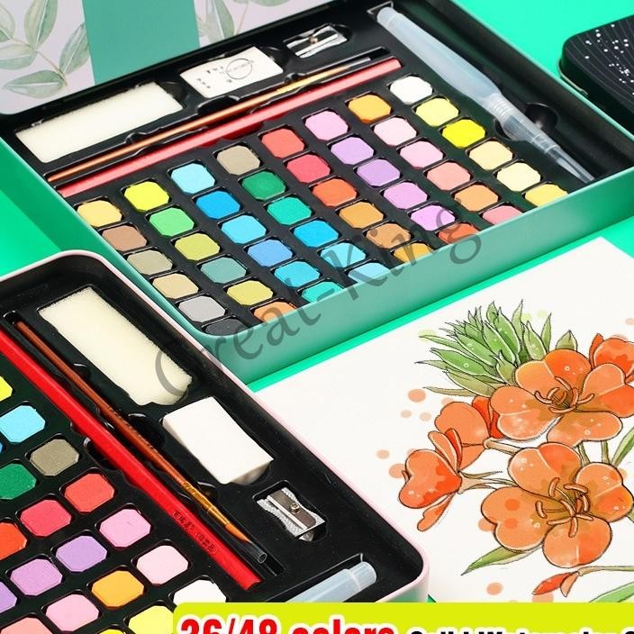 

3648 Cat Air Watercolor Set Set Alat Cat Air Termasuk Kuas Dan Kertas Gambar