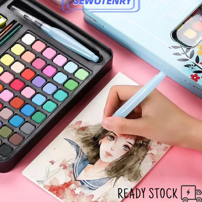 

Codcat Air Warna 48 Warna Alat Cat Air Warna Per Set 48 Watercolor Set Sudah Termasuk Kuas Dan Kertas Lukis