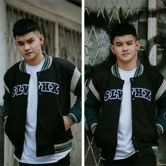 Salvio Hexia Varsity Jacket Black Green Slvhx (Best Quality)