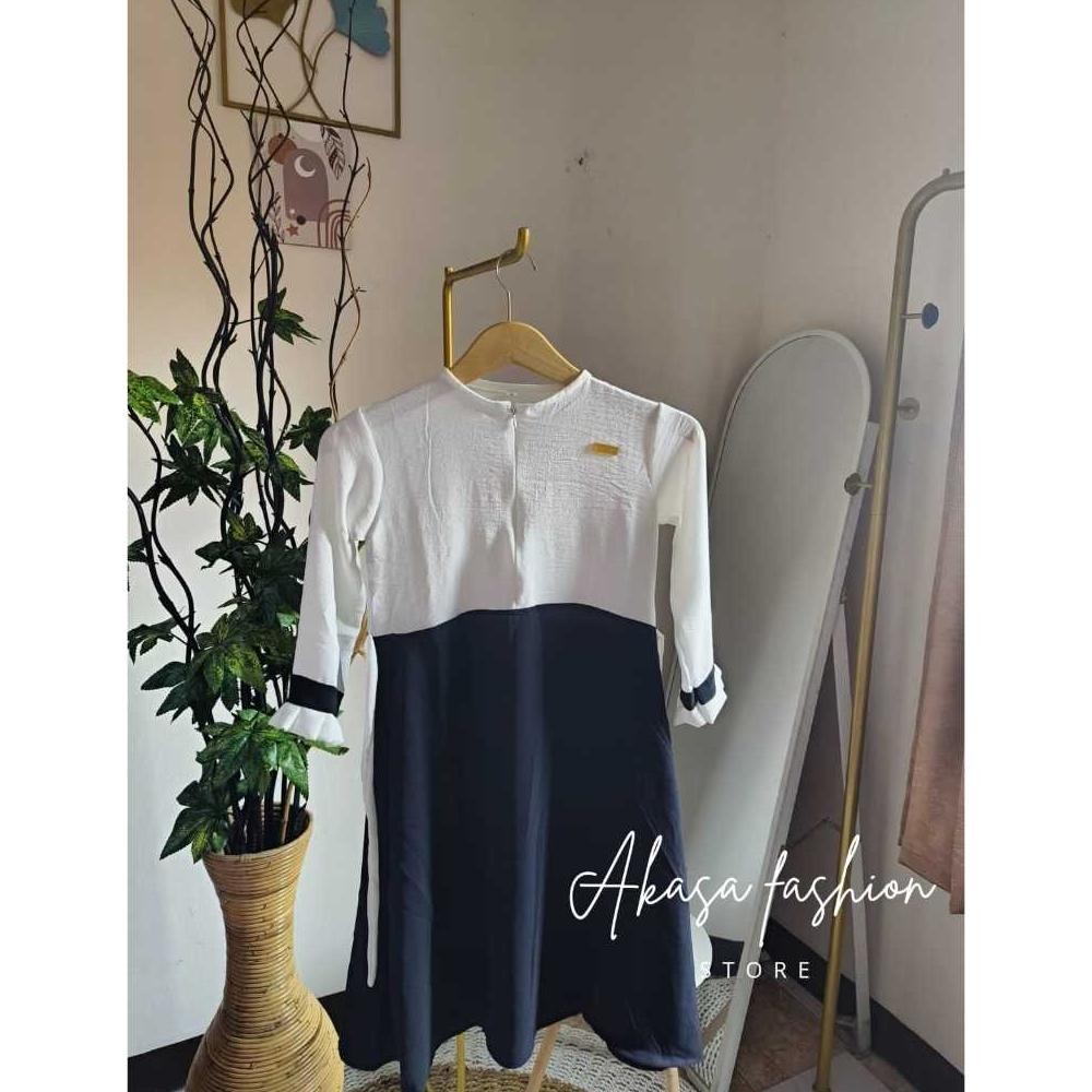 gamis anak hitam putih crinkle airflow / Seragam pakaian anak sekolah paud tk sd madrasah / gamis pe