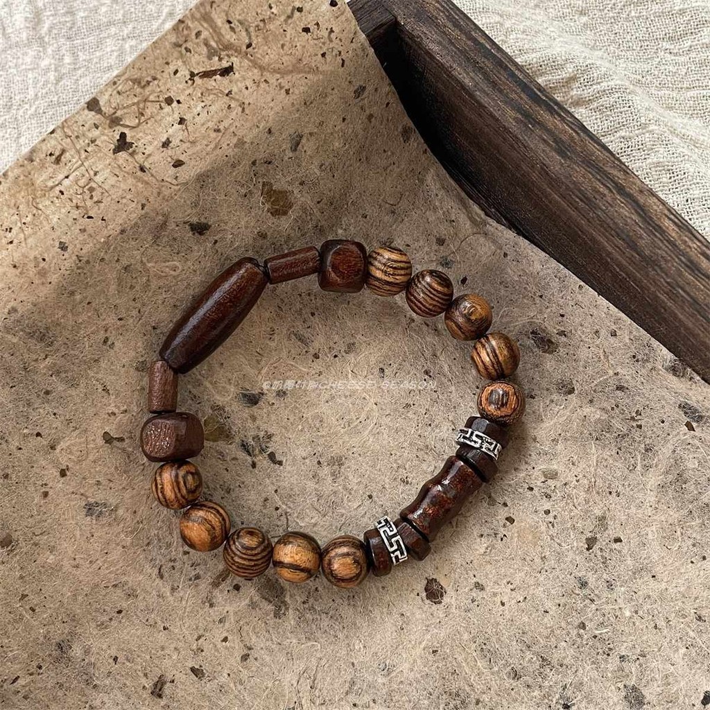 Gelang Kayu Cendana Kulit Harimau Seri Sarang Burung Gunung Ming Unisex