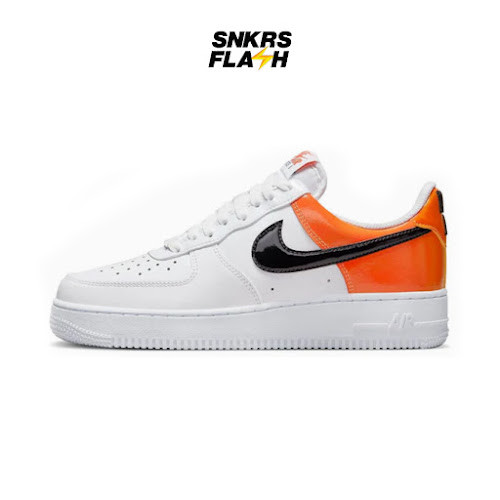 NIKE Force 1 07 Ess White Black Orange Sepatu Sneakers Wanita - DJ9942103 - Size 37.5