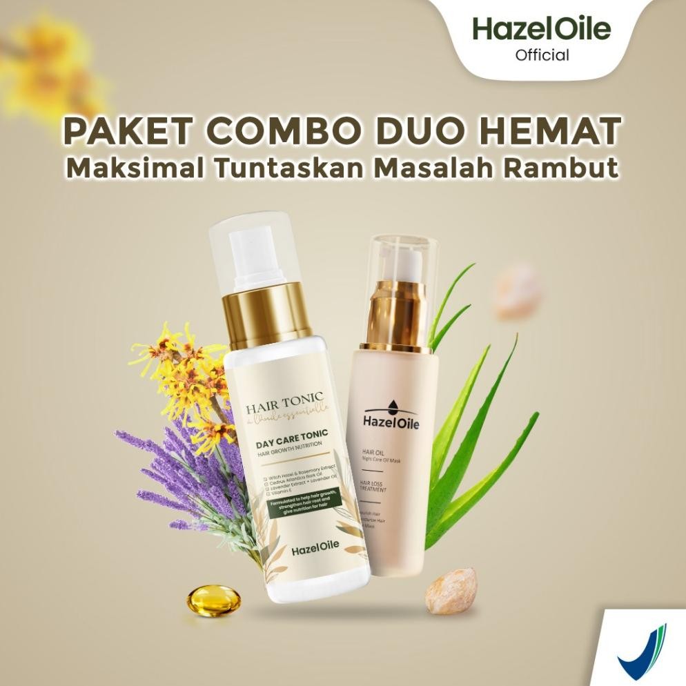 HazelOile Paket DUO Hair Serum NCOM + Booster Tonic DCT Penumbuh Rambut Rontok & Botak Termurah