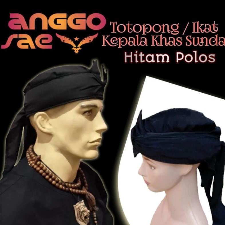 Totopong Hitam Polos Ikat Kepala Sunda Hitam