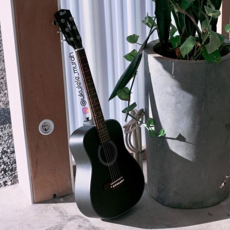 baru gitar akustik 3/4 cort junior hitam mini fullset elektrik custom