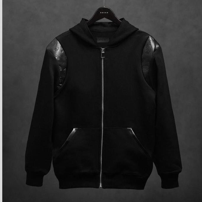 Rucas Embossed Paisley Leather Zip Hoddie X bimo pd Original daps
