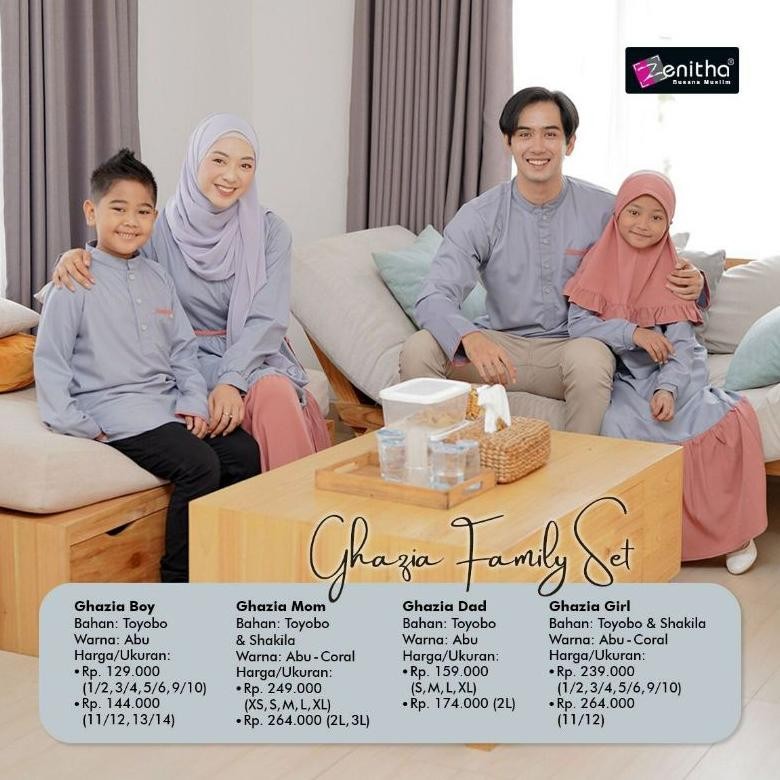 SARIMBIT ZENITHA TERBARU 2022 GHAZIA SET / BAJU SERAGAM LEBARAN KELUARGA MUSLIM / BAJU COUPLE MUSLIM