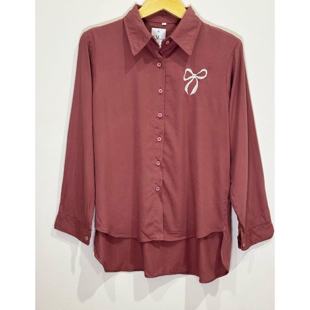 Dvc-78 Kemeja Wanita Lengan Panjang Polos Bahan Adem