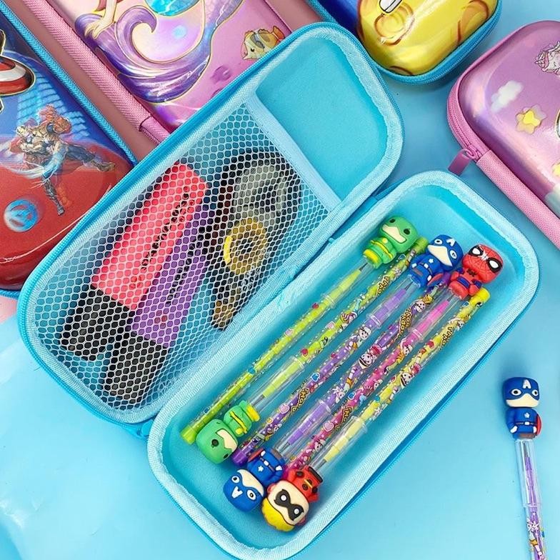 

Tempat Pensil 3D Glossy Karakter Kotak Pen Pena Bulpoint Gambar Kartun Unicorn Spiderman Astronot Space Princess Ariel Mermaid Capten America Double Resleting Kain Plastik New