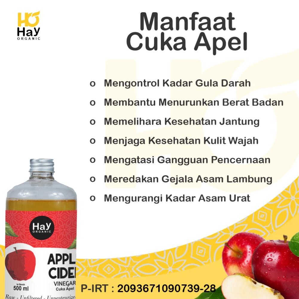 

Hay Organic - Cuka Apel Organik 1 Liter Apple Cider Vinegar With The Mother
