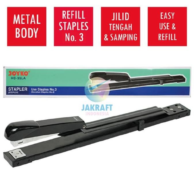 

1 Unit Stapler Hekter Panjang JOYKO HD-35LA Jilid Tengah Buku Refill Isi Staples No.3 / No.3E