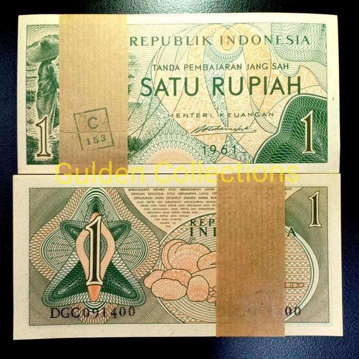 Uang Kuno 1 Rupiah 1961 Petani Hijau 1 Gepok 100 Lembar Unc Original Dan Terpercaya