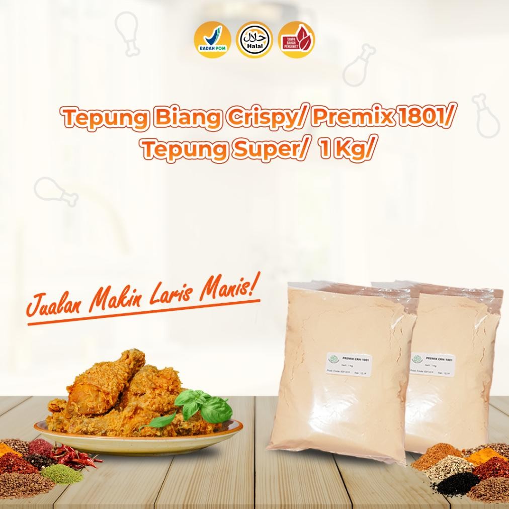 

Tepung biang crispy / Premix 1801/ Tepung Super / 1 Kg / Jualan Makin Laris dengan Premix 1801