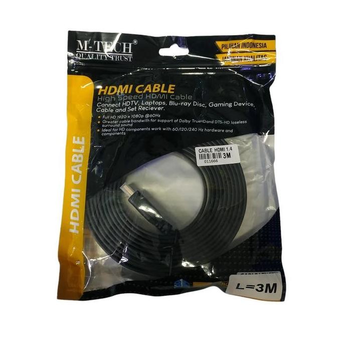 New Collection  Kabel Hdmi 3 Meter M-Tech Cable Hdmi Flat 3 Meter