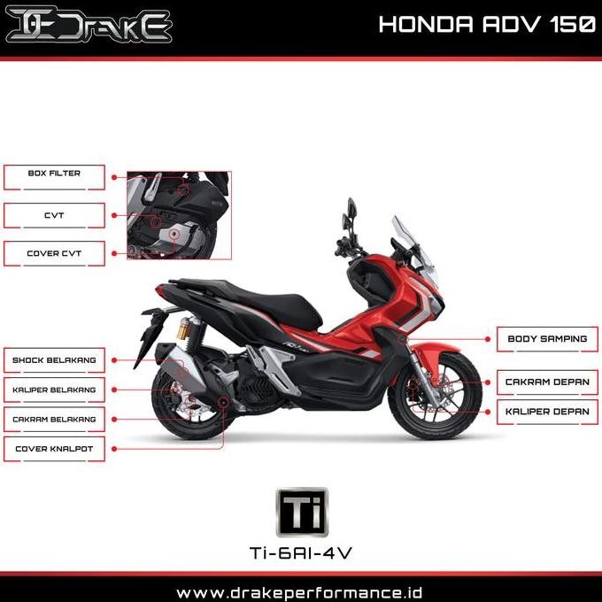 Drake Titanium Baut Body,CVT,Cakram Honda ADV 150 Original