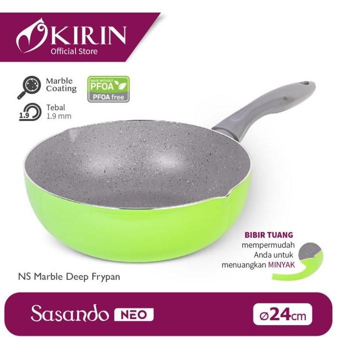 KIRIN MARBLE Frypan Deep Sasando NEO Anti Lengket Anti Gores 20/22cm