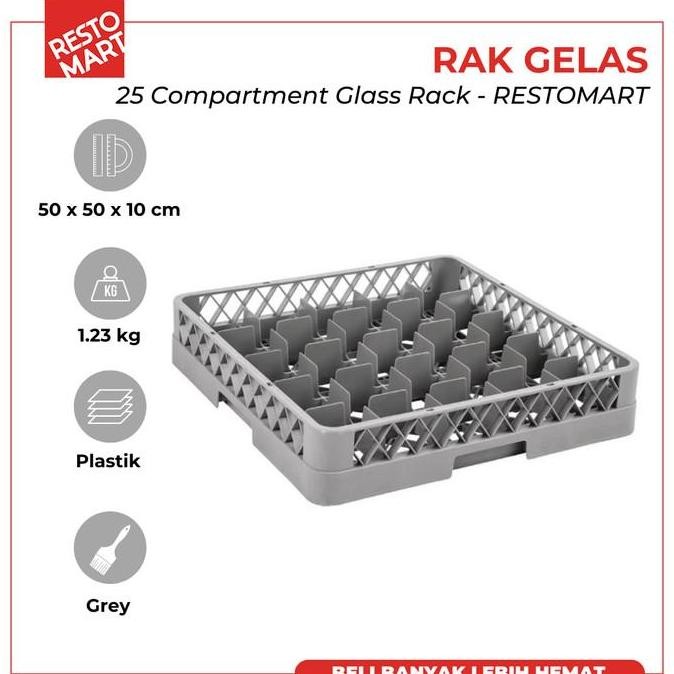 Rak Gelas / Keranjang Gelas 25 Lubang / 25 Compartment Glass Rack RESTOMART Plastik (2835035) (F12)