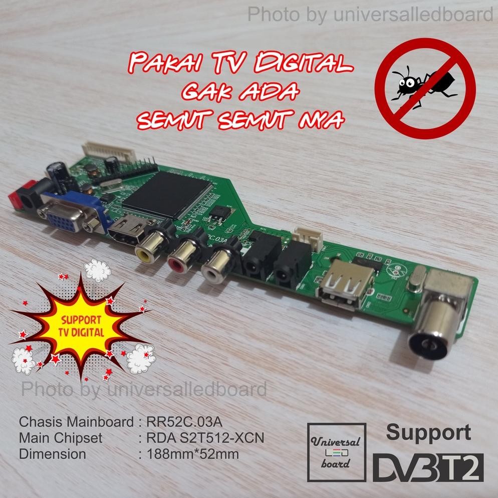 Paket Hemat Universal Board LCD LED DVBT2 support TV Digital / Mesin TV LCD digital / Modul TV Digit