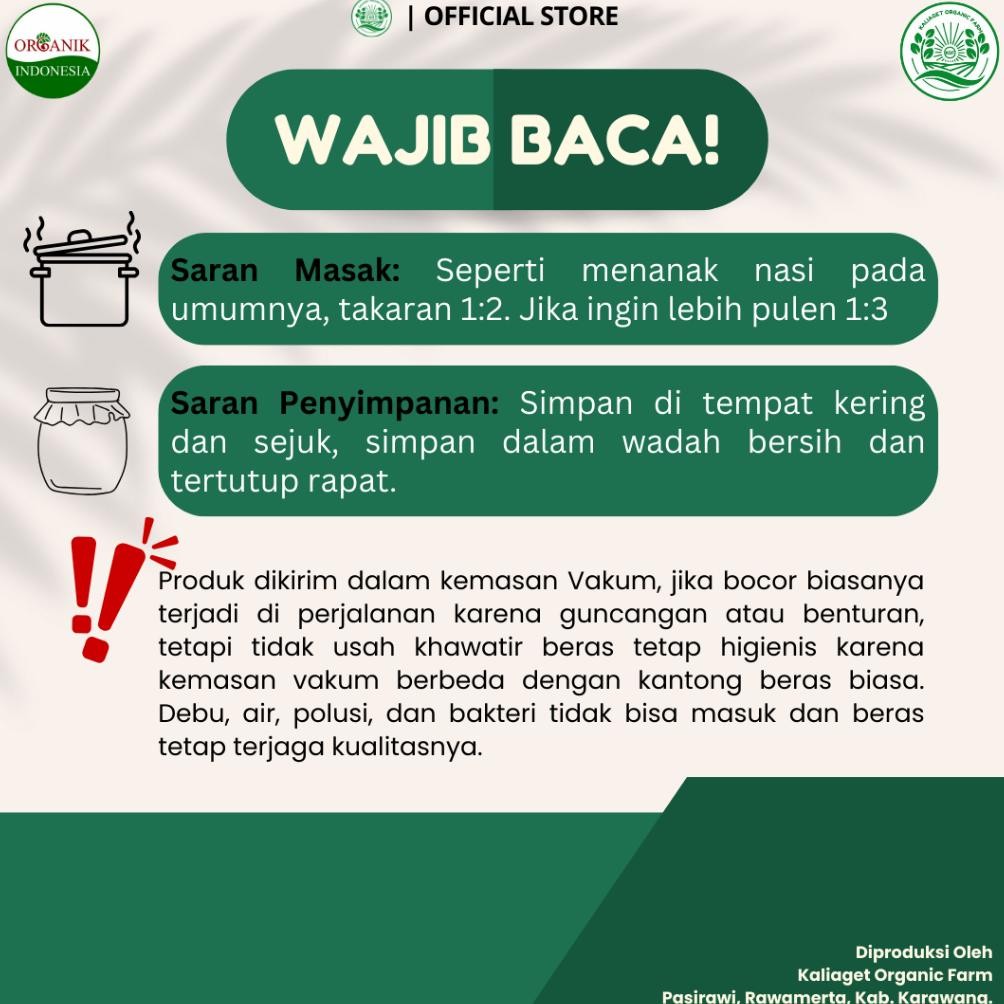 

Kaliaget Beras Organik PW Brown/Coklat 1 Kg (Pecah Kulit) RB10