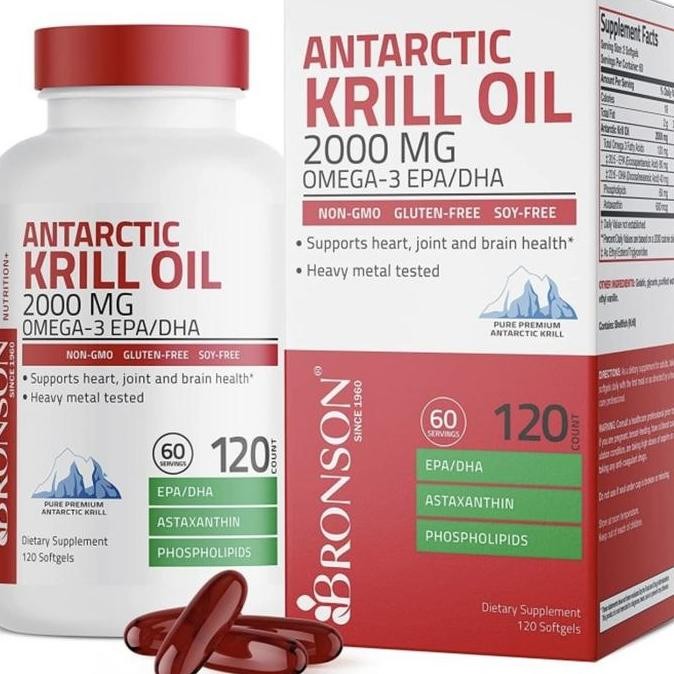 Bronson Antarctic Krill Oil Omega 3 2000Mg 2000 Mg Epa Dha 120 Original Produk