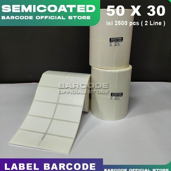 

Label Stiker Semicoat 50x30mm / 50 x 30 / 50x30 mm 2 Line 1 Slop