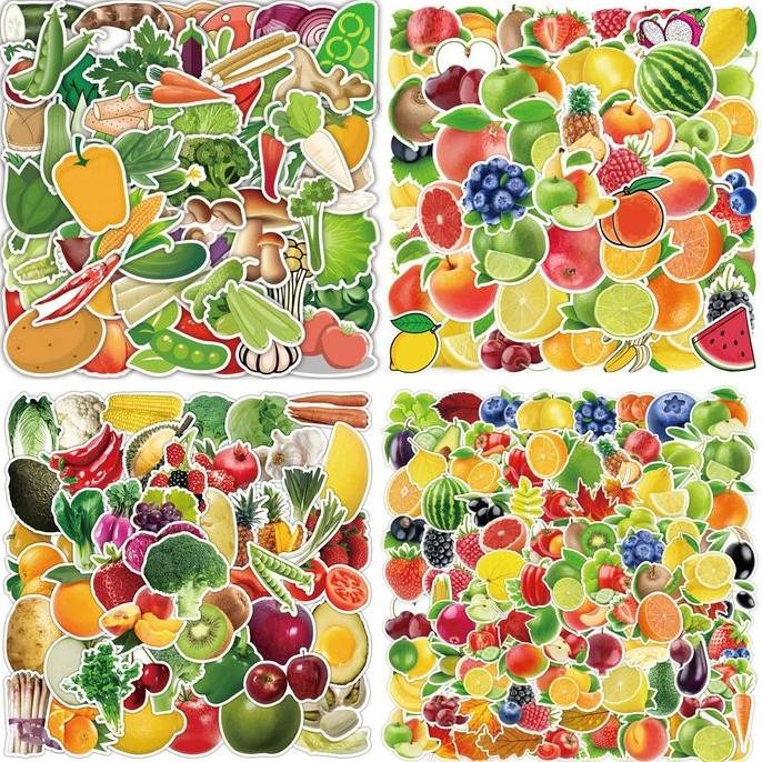 

50/100 Pcs Sticker Fruit Buah Food Healthy Vegetables Sayur Makanan