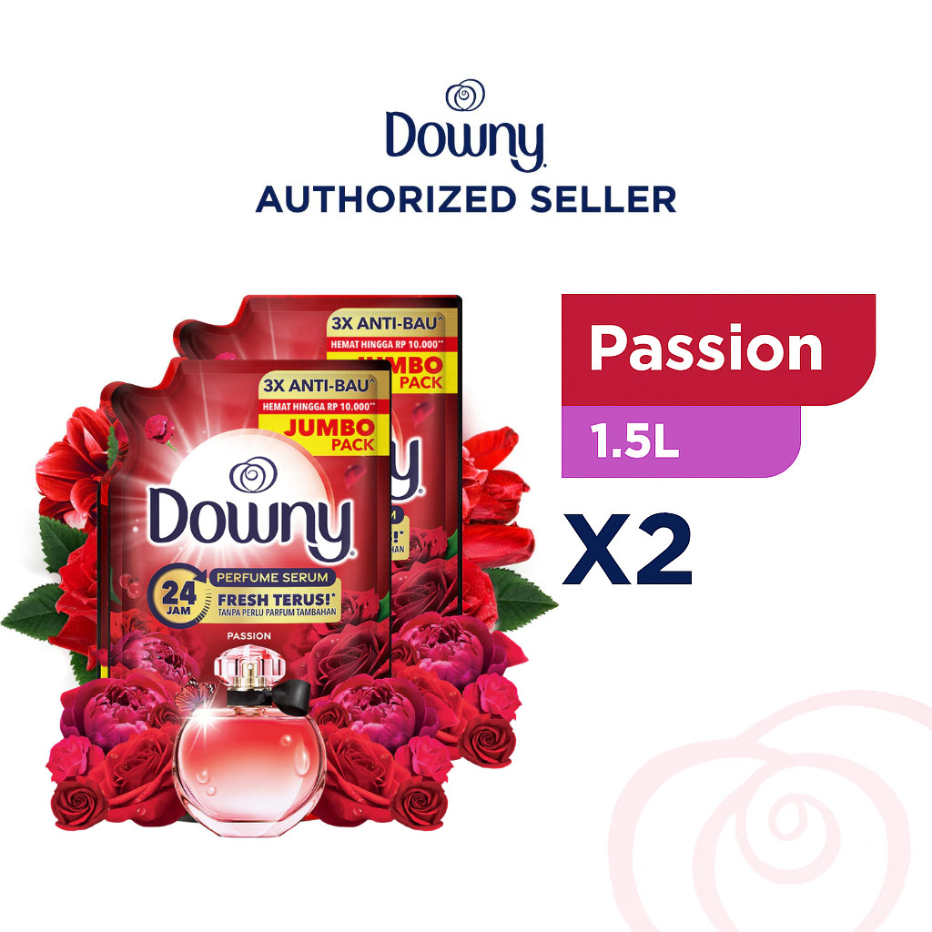 Downy Premium Parfum Passion Pewangi Pelembut Pakaian Refill 1.5L - Isi 2