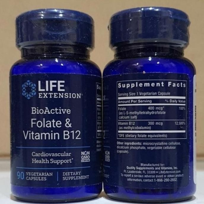 Life Extension Lifeextension Folate Vitamin B12 Vit B12 Folat 90 Caps Original Produk