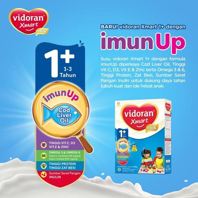 

vidoran Xmart 1+ Madu 925gr Susu Formula Pertumbuhan Anak 1-3 Tahun - 3 box (Exp : 10.2026) KS