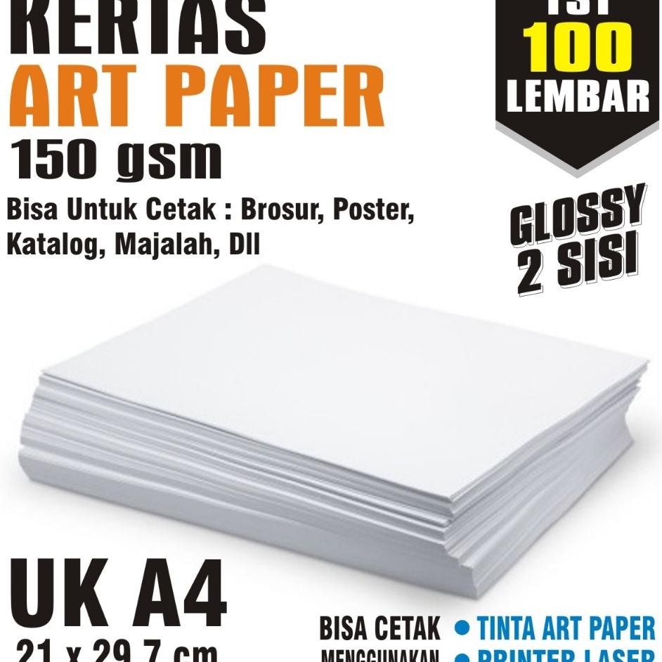 

Kertas Art R 150 Gsm A4 Glossy 2 Sisi Isi 100 Lembar