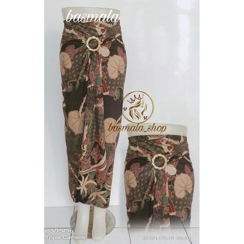 ROK lilit batik bawahan kebaya hijau motif daun 110 cm panjang 150 cm / //ROK LILIT BATIK / ROK LILI