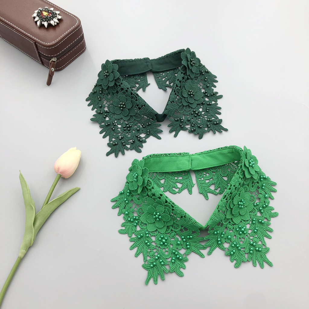 

Factory Direct Supply Colorful Fake Collar Branch Flower Collar Water-Soluble Hollow Milk Silk Trendy Fake Collar Africa Cross-Border