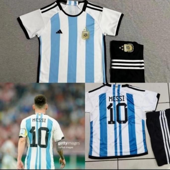 TERLARIS - JERSEY BAJU BOLA ANAK ARGENTINA HOME KIDS 2022 + MESSI