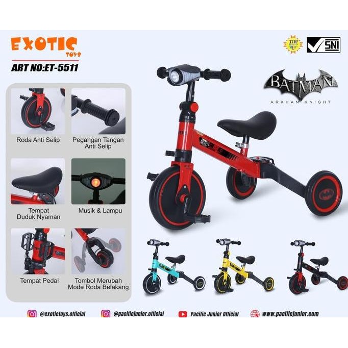 Sepeda Roda 3 / Balance Bike / Toddler Push Bike 3 in 1 Exotic