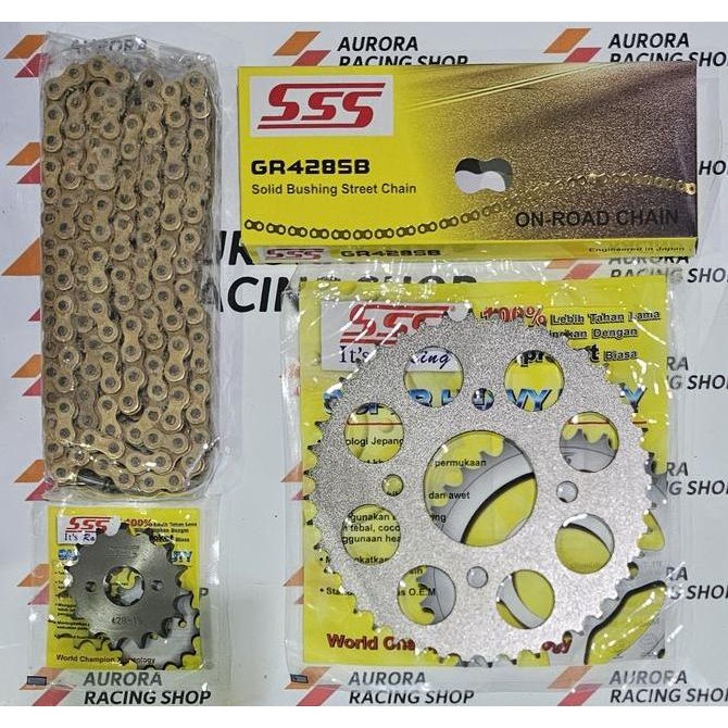 Gear Set SSS 428 Sonic 150 R & Rantai SSS 428 SB Gold